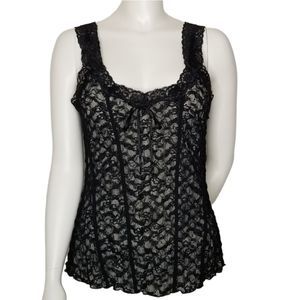 INC International Concepts Black Lace‎ Lined Womens Tank Top